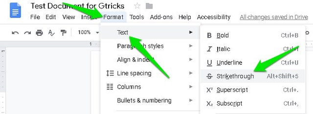 strikethrough google docs